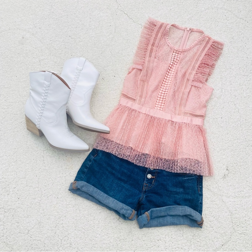 Pink Lace Sleeveless Top